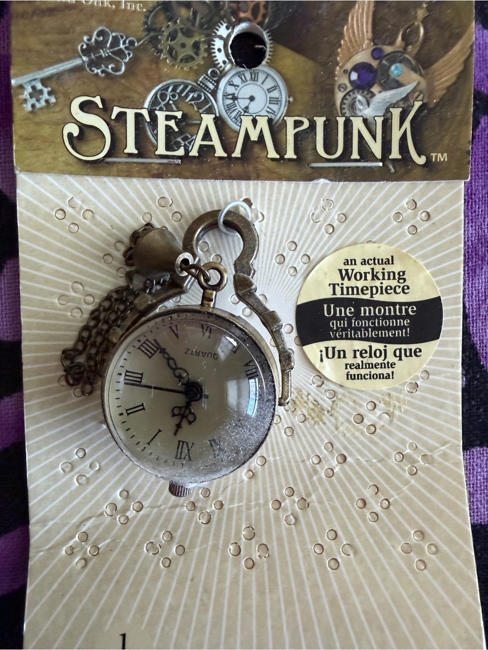 Steampunk Working Pocket Watch Pendant - Antique Brass perfect for men or women